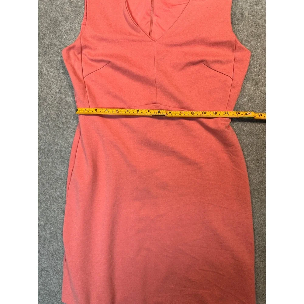 White House‎ Black Market V-Neck Sleeveless Dress 8 Coral Ponte Knit